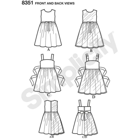 Simplicity Pattern 8351 Girls Sleeveless Dress Sewing Pattern Options Sizes 3-8 - Picture 3 of 9
